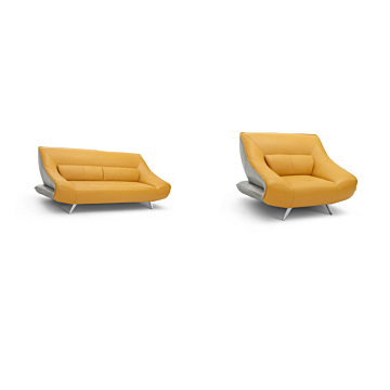 Madrid Modern Sofa and Armchair Set, White-Grey | Creative Furniture-Yellow