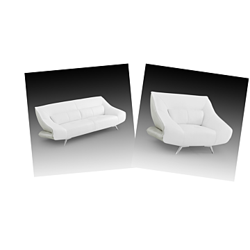 Madrid Modern Sofa and Armchair Set, White-Grey | Creative Furniture-White