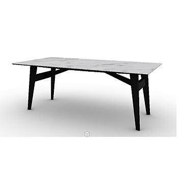 Calligaris Abrey Table With Rectangular Fixed Top And Central Wooden Base