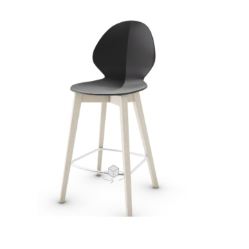 Calligaris Basil Stool With Wooden Base