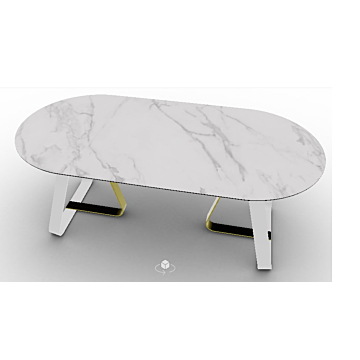 Calligaris Sunshine Non-extending Table With Metal Pedestal Base.
