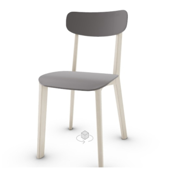 Calligaris Cream Wooden Chair With Polypropylene Seat And Backrest