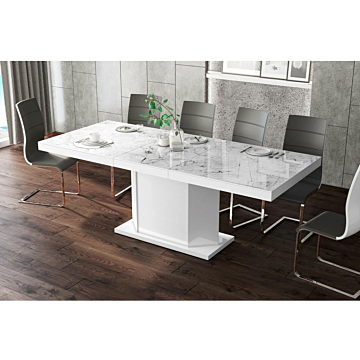 Cortex Amigo 63" Extendable Dining Table, Venatino-White Finish