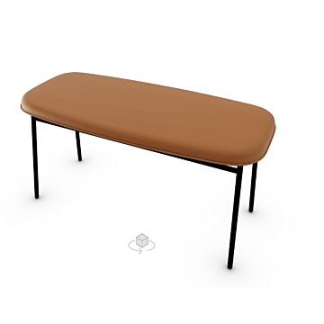 Calligaris Fifties Upholstered Bench With Metal Bases