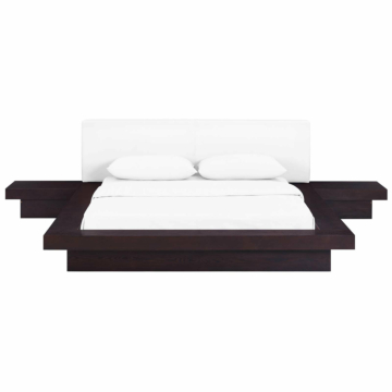 Modway Freja 3 Piece Vinyl Bedroom Set, Cappuccino White