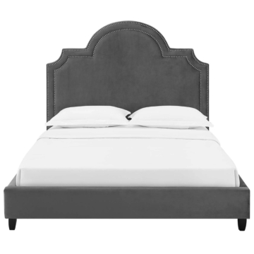 Modway Primrose Performance Velvet Platform Bed, Queen, Gray
