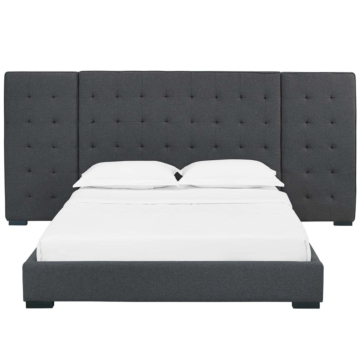 Modway Sierra Upholstered Fabric Platform Bed, Queen, Gray