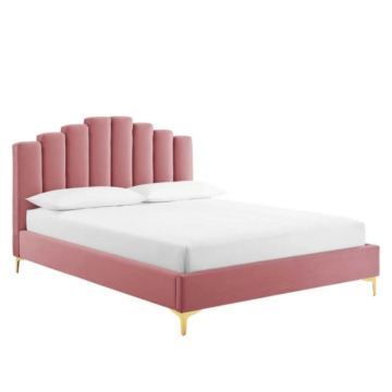 Modway Olivia Performance Velvet Platform Bed, Dusty Rose