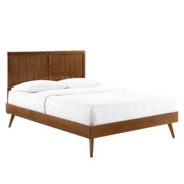 Modway Alana Wood Platform Bed With Splayed Legs-Twin-Walnut