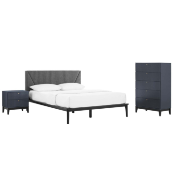 Modway Dakota 3 Piece Modern, Upholstered Bedroom Set