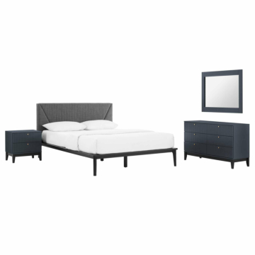 Modway Dakota 4 Piece Upholstered Bedroom Set, Blue