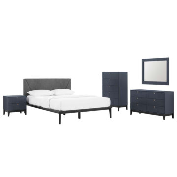 Modway Dakota 5 Piece Modern, Upholstered Bedroom Set