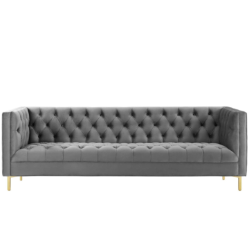 Modway Delight Tufted Button Performance Velvet Sofa-Gray