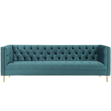 Modway Delight Tufted Button Performance Velvet Sofa-Sea Blue