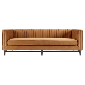 Modway Devote Channel Tufted Performance Velvet Sofa-Cognac