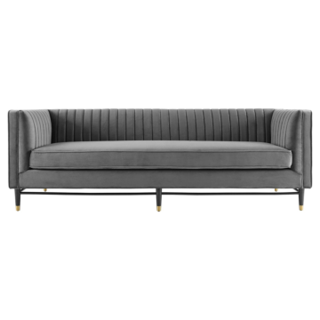 Modway Devote Channel Tufted Performance Velvet Sofa-Gray