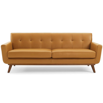 Modway Engage Top-Grain Leather Living Room Lounge Sofa-Tan