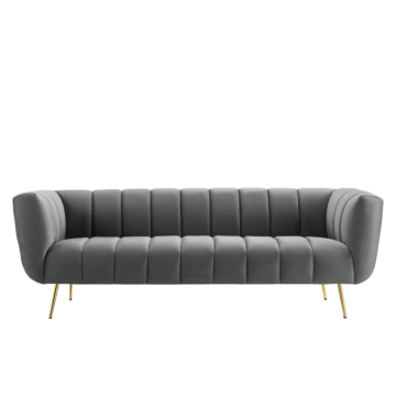 Modway Favour Channel Tufted Performance Velvet Sofa-Gray