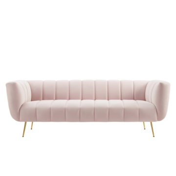 Modway Favour Channel Tufted Performance Velvet Sofa-Pink