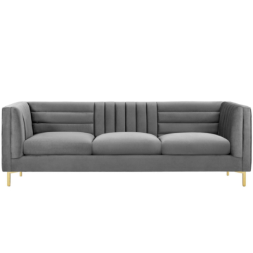 Modway Ingenuity Channel Tufted Performance Velvet Sofa-Gray