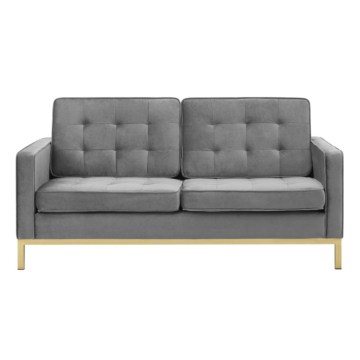 Modway Loft Gold Stainless Steel Leg Performance Velvet Loveseat