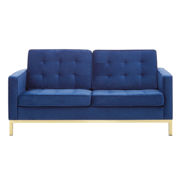 Modway Loft Gold Stainless Steel Leg Performance Velvet Loveseat-Gold Navy