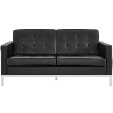 Modway Loft Leather Loveseat in Black-Black