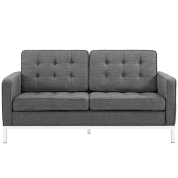 Modway Loft Upholstered Fabric Loveseat in Teal-Gray