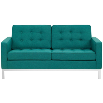 Modway Loft Upholstered Fabric Loveseat in Teal-Teal