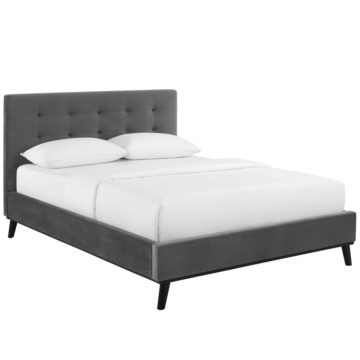 Modway McKenzie Biscuit Tufted Performance Velvet Platform Bed, Queen