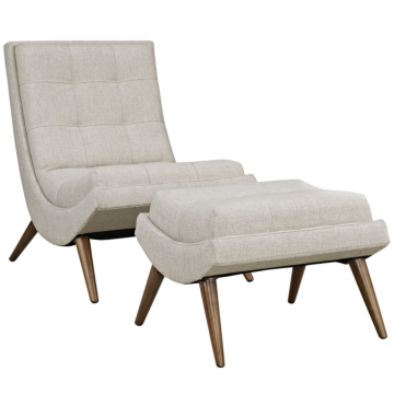Modway Ramp Upholstered Fabric Lounge Chair Set-Sand