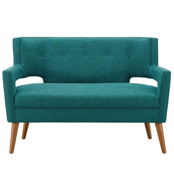 Modway Sheer Upholstered Fabric Loveseat-Teal