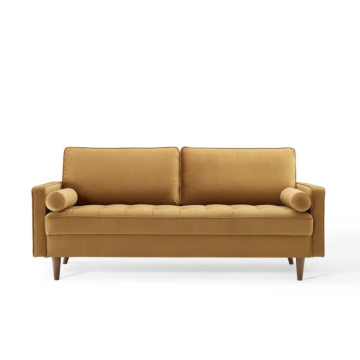 Modway Valour Performance Velvet Sofa-Cognac