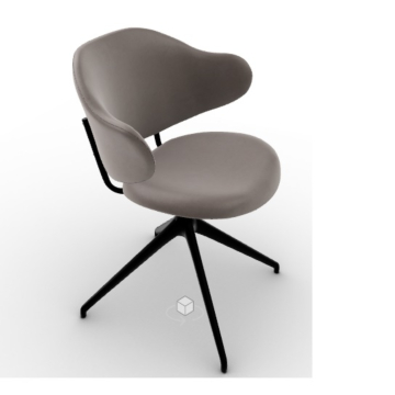 Calligaris holly Upholstered armchair with swivelling and self returning mechanism and aluminum base