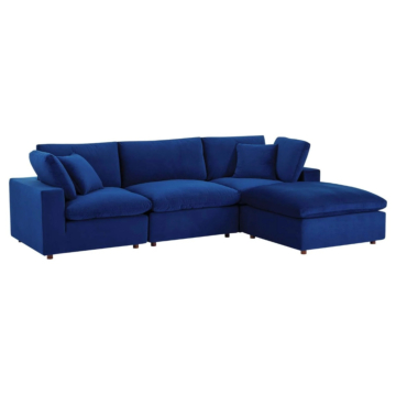 Modway Commix Down Filled Overstuffed Performance Velvet 4-Piece Sectional Sofa
