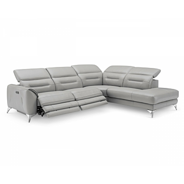 Neo Sectional with Power Recliner-Leather, Frost-Right Facing Chaise