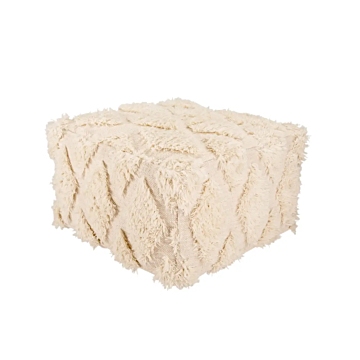 Nikki Chu by Jaipur Living Aaltos Geometric Ivory Cube Pouf