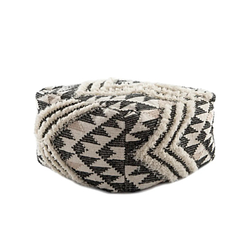 Nikki Chu by Jaipur Living Nomadic Chevron Cream/ Black Cuboid Pouf