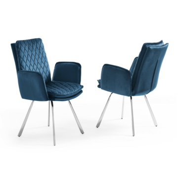 Novel Armchair, Blue Fabric Upholstered, Chrome Frame| Creative Furniture