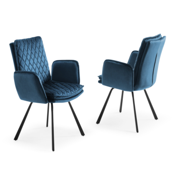 Novel Armchair, Blue Fabric Upholstered with Black Frame| Creative Furniture