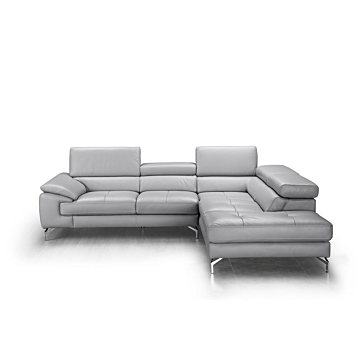 J & M Olivia Leather Sectional, Gray