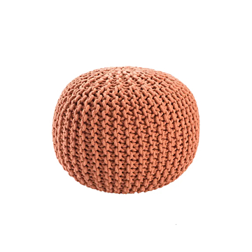 Jaipur Living Spectrum Pouf Textured Round Pouf-Orange