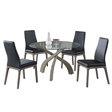 Chintaly Peggy Rosario 5-Piece Dining Set with Glass Top Table & Solid Wood Chairs