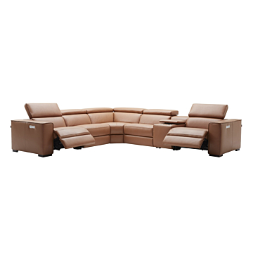 J & M Picasso 6 Pc Motion Sectional, Caramel Leather