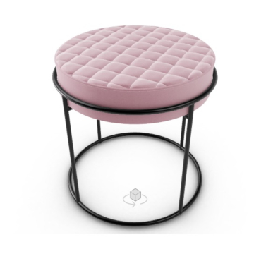 Calligaris Atollo Ottoman With Upholstered And Quilted Seat And Metal Frame