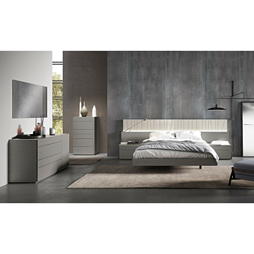 Cortex Porto Bedroom Collection, Grey Lacquer Finish