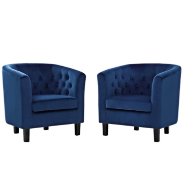 Modway Prospect 2 Piece Performance Velvet Armchair Set-Navy