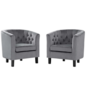 Modway Prospect 2 Piece Performance Velvet Armchair Set-Gray