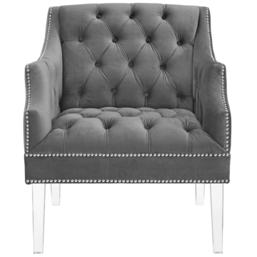 Modway Proverbial Tufted Button Accent Performance Velvet Armchair-Gray