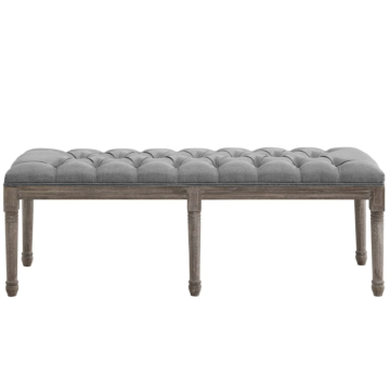 Modway Province French Vintage Upholstered Fabric Bench-Light Gray